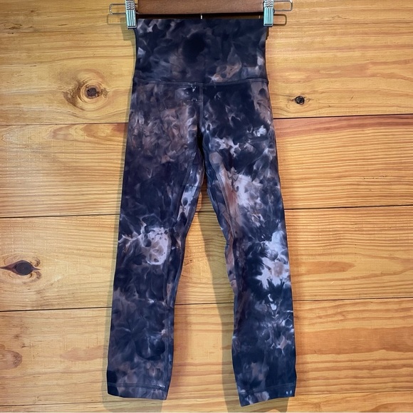 Lululemon Align Crop Leggings Diamond Dye Graphite Grey Pink Pastel 0 W6BDES